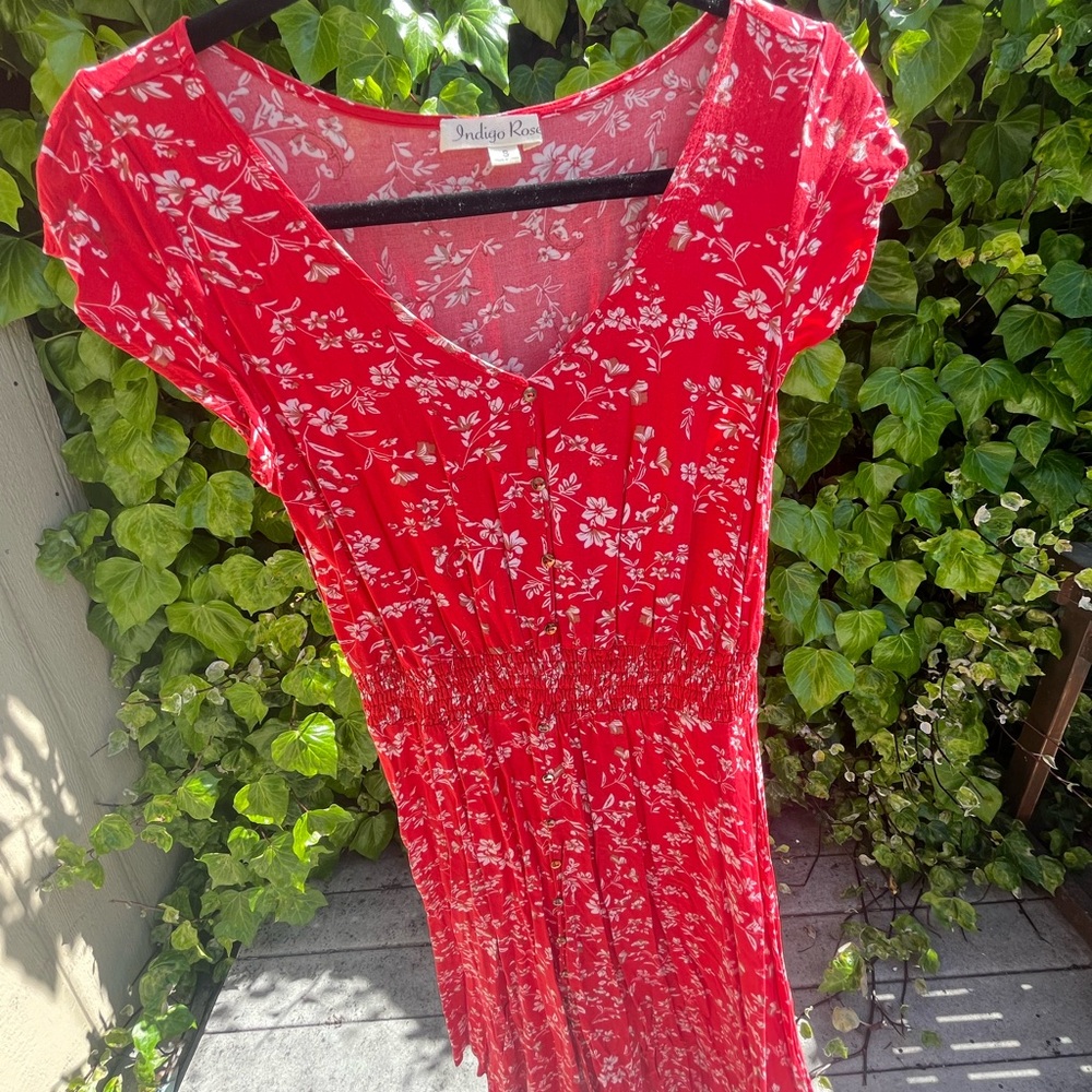Indigo Rose Small Red and White Floral Dress